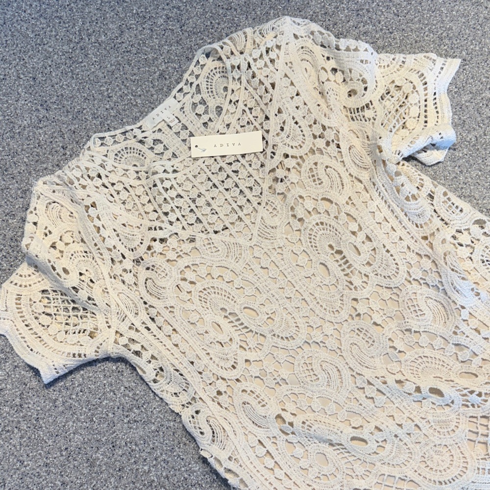 Adiva Cream Lace Top with camisole, size L
